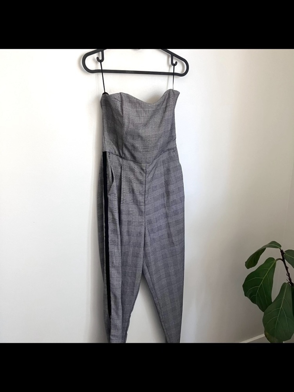 Dynamite Strapless Houdstooth Jumpsuit